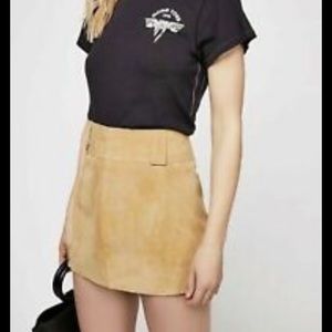 Free People Tan Suede Mini Skirt